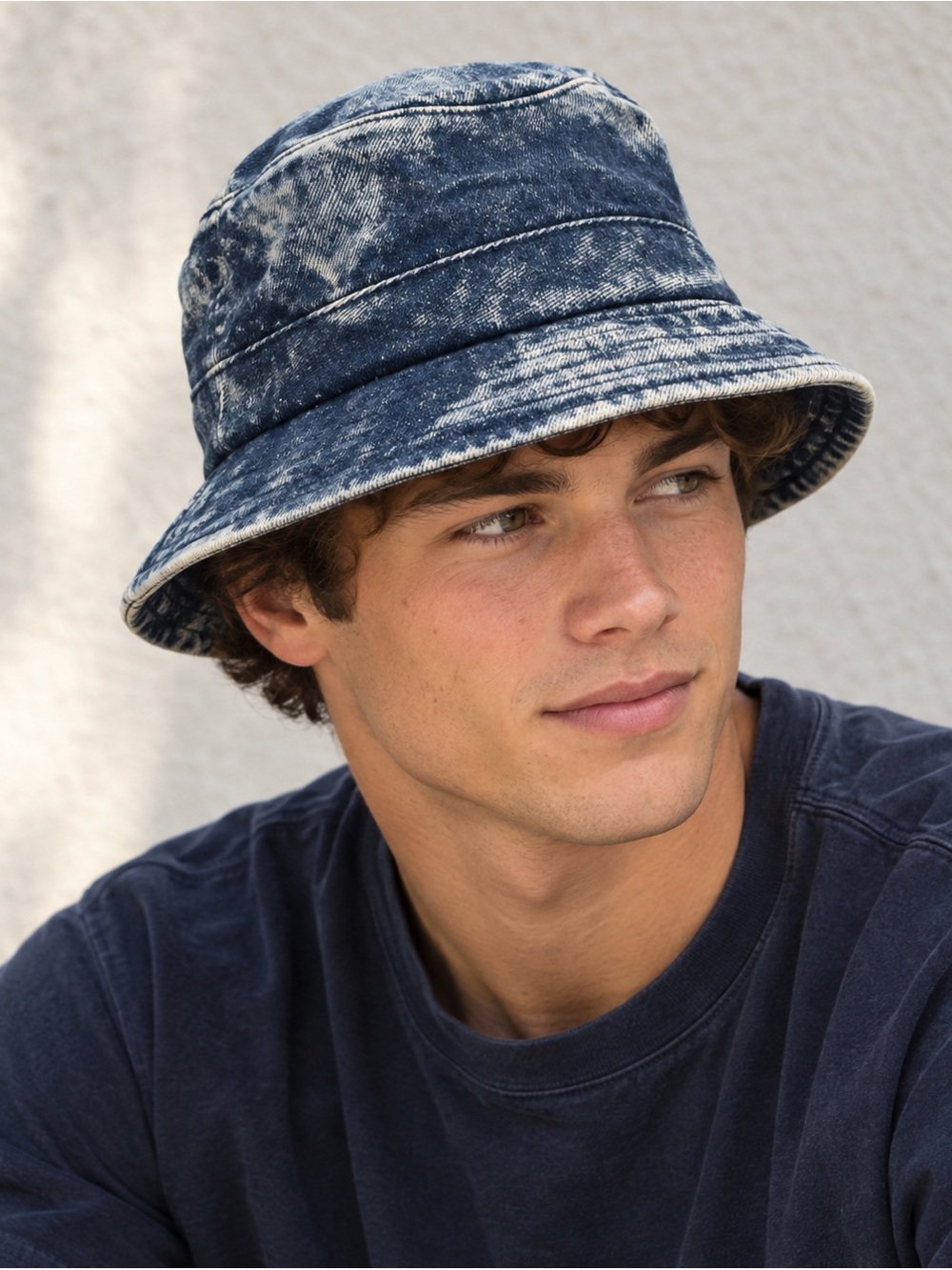 HUF dark blue acid-wash denim bucket hat-unisex